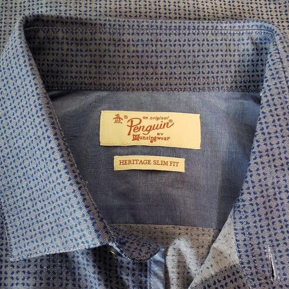 Original Penguin Munsingwear Midnight Print Button Slim Fit Dress Shirt - Picture 5 of 9